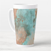 Turquoise en Rust Marmer Abstract Latte Mok (Linkerhoek)