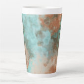 Turquoise en Rust Marmer Abstract Latte Mok (Voorkant)