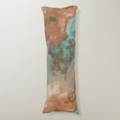 Turquoise en Rust Marmer Abstract Lichaamskussen (Voorkant Verticaal)