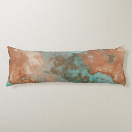 Turquoise en Rust Marmer Abstract Lichaamskussen (Voorkant)