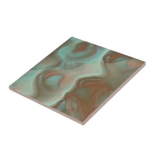 Turquoise en Rust Marmer Abstract Tegeltje (Zijkant)