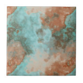 Turquoise en Rust Marmer Abstract Tegeltje (Voorkant)