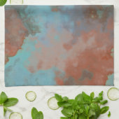 Turquoise en Rust Marmer Abstract Theedoek (Gevouwen)