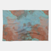 Turquoise en Rust Marmer Abstract Theedoek (Horizontaal)