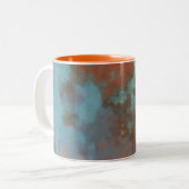 Turquoise en Rust Marmer Abstract Tweekleurige Koffiemok (Voorkant links)