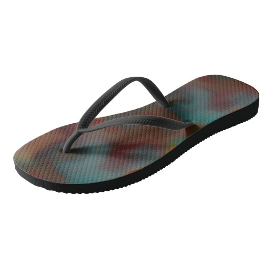 Turquoise en Rust Marmeren Swirl Abstract Teenslippers (Schuin)