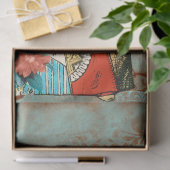 Turquoise en Rust Queen of Hearts Decoupage Tissuepapier (Geschenk)