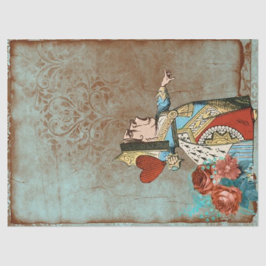 Turquoise en Rust Queen of Hearts Decoupage Tissuepapier (Voorkant)