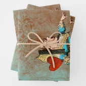 Turquoise en Rust Queen of Hearts Inpakpapier Vel (In situ)