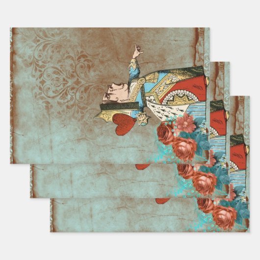 Turquoise en Rust Queen of Hearts Inpakpapier Vel (Set)