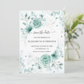 Turquoise en salie greens Bruiloft Save The Date (Staand voorkant)