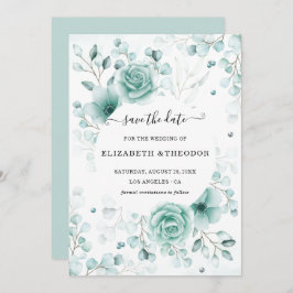 Turquoise en salie greens Bruiloft Save The Date