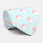 Turquoise en Salmon Pastel Pattern Stropdas (Opgerold)