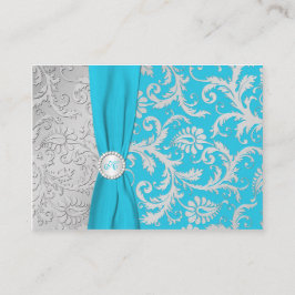 Turquoise en Silver Damask Enclosure Kaart