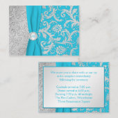 Turquoise en Silver Damask Enclosure Kaart (Voorkant / Achterkant)