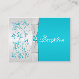 Turquoise en Silver Floral Enclosure Kaart