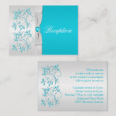 Turquoise en Silver Floral Enclosure Kaart (Voorkant / Achterkant)