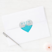 Turquoise en Silver Floral Heart Shaped Sticker (Envelop)