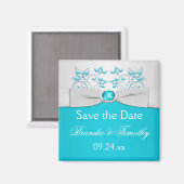 Turquoise en Silver Floral sparen de Magnet van de (Voorkant / Achterkant)