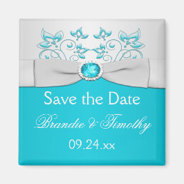 Turquoise en Silver Floral sparen de Magnet van de