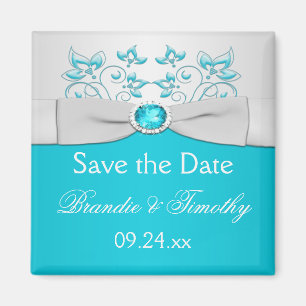 Turquoise en Silver Floral sparen de Magnet van de