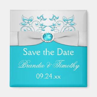 Turquoise en Silver Floral sparen de Magnet van de