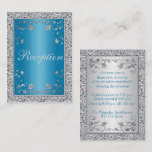 Turquoise en Silver Foil Floral Behuizing Kaart (Voorkant / Achterkant)
