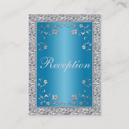 Turquoise en Silver Foil Floral Behuizing Kaart (Voorkant)