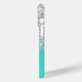 Turquoise en Silver Glitter Glam Case-Mate iPhone Case (Achterkant / Links)