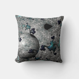 Turquoise en Silver Mandelbrot Cushion Kussen