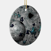 Turquoise en Silver Mandelbrot Decoration Keramisch Ornament (Rechts)