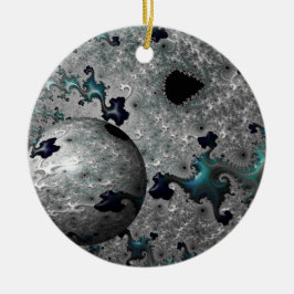 Turquoise en Silver Mandelbrot Decoration Keramisch Ornament