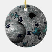 Turquoise en Silver Mandelbrot Decoration Keramisch Ornament (Achterkant)