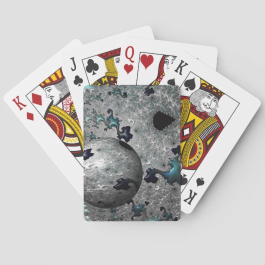 Turquoise en Silver Mandelbrot die Kaarten spelen (Achterkant)