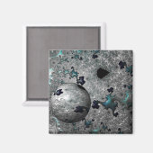 Turquoise en Silver Mandelbrot met Sphere Magnet (Voorkant / Achterkant)