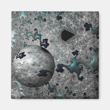 Turquoise en Silver Mandelbrot met Sphere Magnet