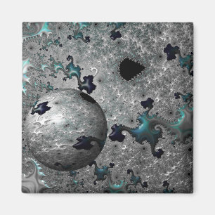Turquoise en Silver Mandelbrot met Sphere Magnet