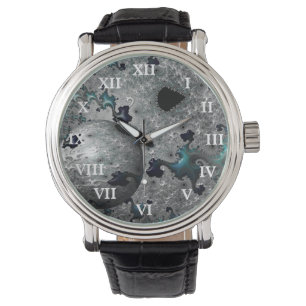 Turquoise en Silver Mandelbrot Watch Horloge