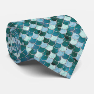 Turquoise en Silver Mermaid Scales Stropdas