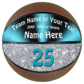Turquoise en Silver Persoonlijke Basketball Ball Basketbal (Voorkant)