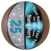 Turquoise en Silver Persoonlijke Basketball Ball Basketbal (Verticaal)