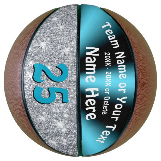 Turquoise en Silver Persoonlijke Basketball Ball Basketbal (Verticaal)