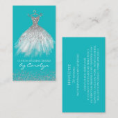 Turquoise en Silver Seamstress Visitekaartje (Voorkant / Achterkant)