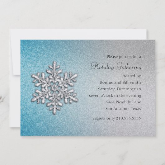 Turquoise en Silver Snowflake Holiday Party Kaart (Voorkant)