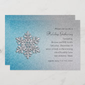 Turquoise en Silver Snowflake Holiday Party Kaart (Voorkant / Achterkant)