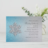 Turquoise en Silver Snowflake Holiday Party Kaart (Staand voorkant)