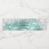 Turquoise en Silver Sparking Glitter Sweet 16 Waterfles Etiket (Enkel label)