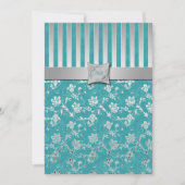 Turquoise en Silver Vine Monogrammed Invitation Kaart (Voorkant)