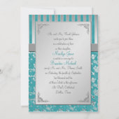 Turquoise en Silver Vine Monogrammed Invitation Kaart (Achterkant)
