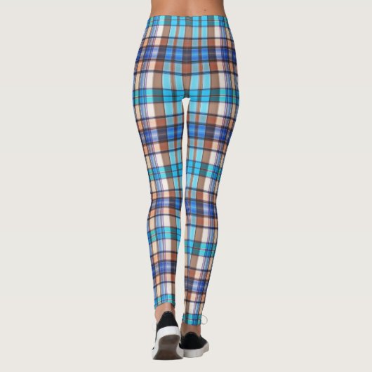 Turquoise en Tan Plaid Leggings (Achterkant)
